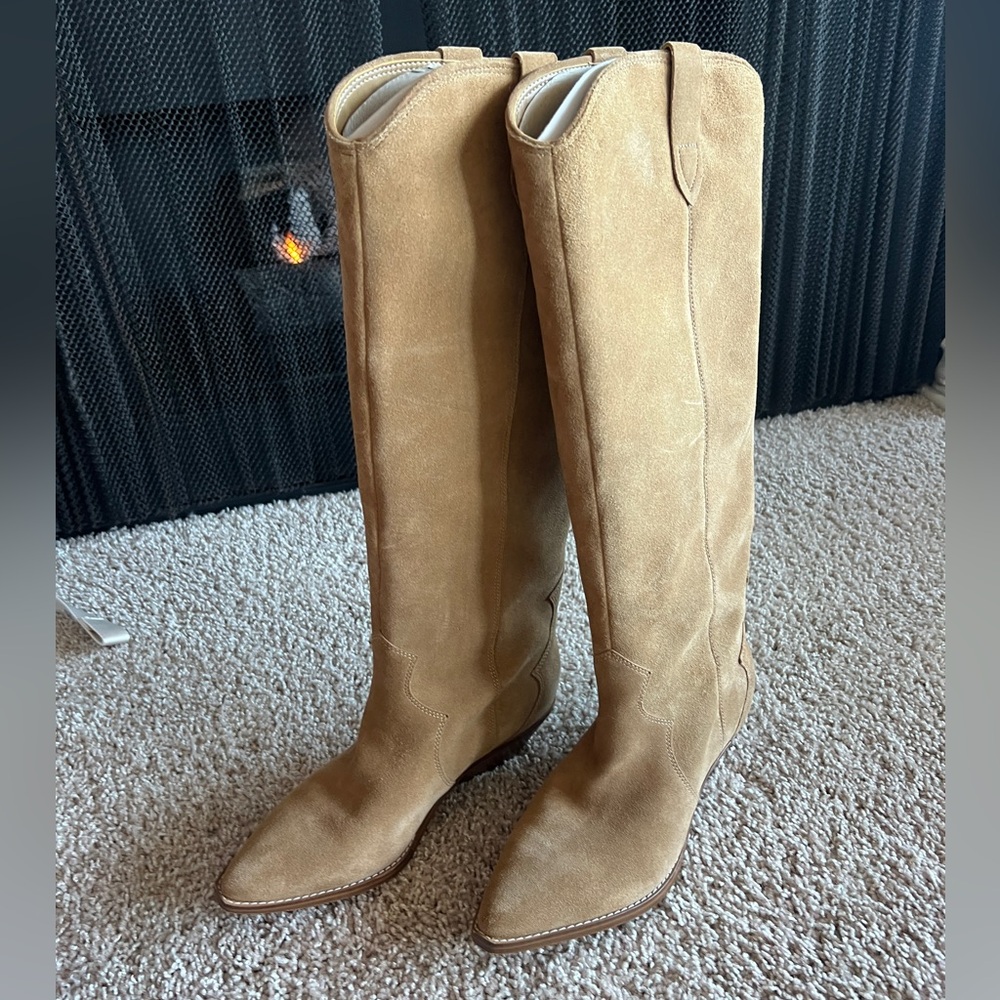 Marc Fisher Arden Tan Knee-High Suede Boots